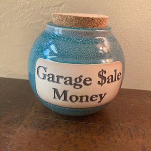 Hand Made Pottery Garage Sale! Cork Top Glazed inside! Blank on the other side!